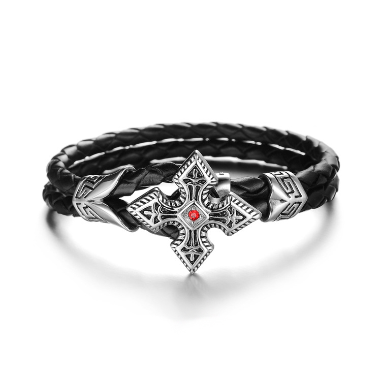 Браслет кожаный SHARP CROSS, 25 гр., 24 см.