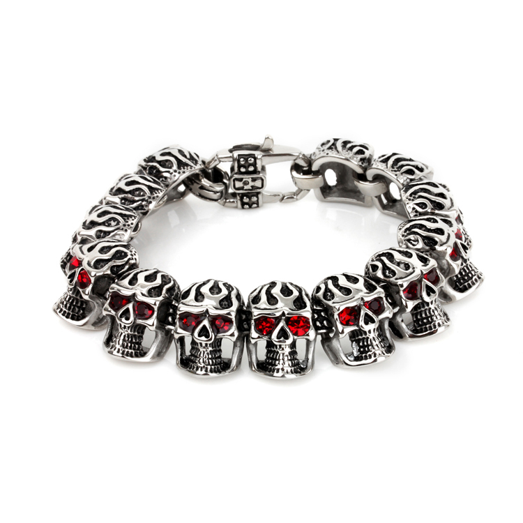 Браслет SKULL RED EYES, 21,5 см., 111гр.