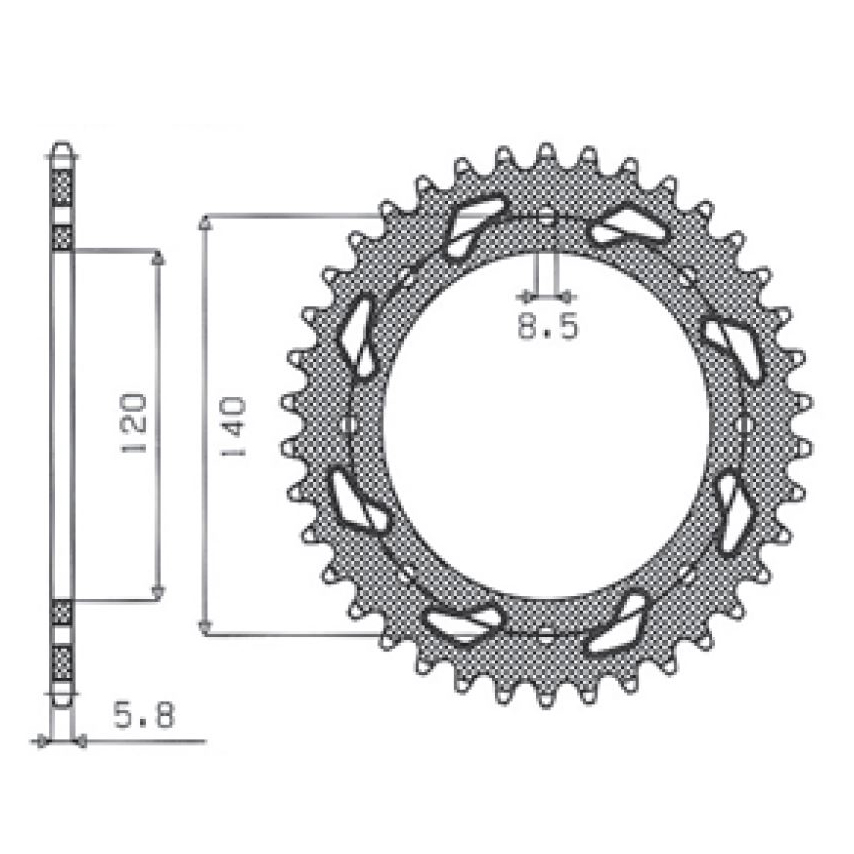 SUNSTAR 1-3532-44 - звезда задняя (JTR487.44)