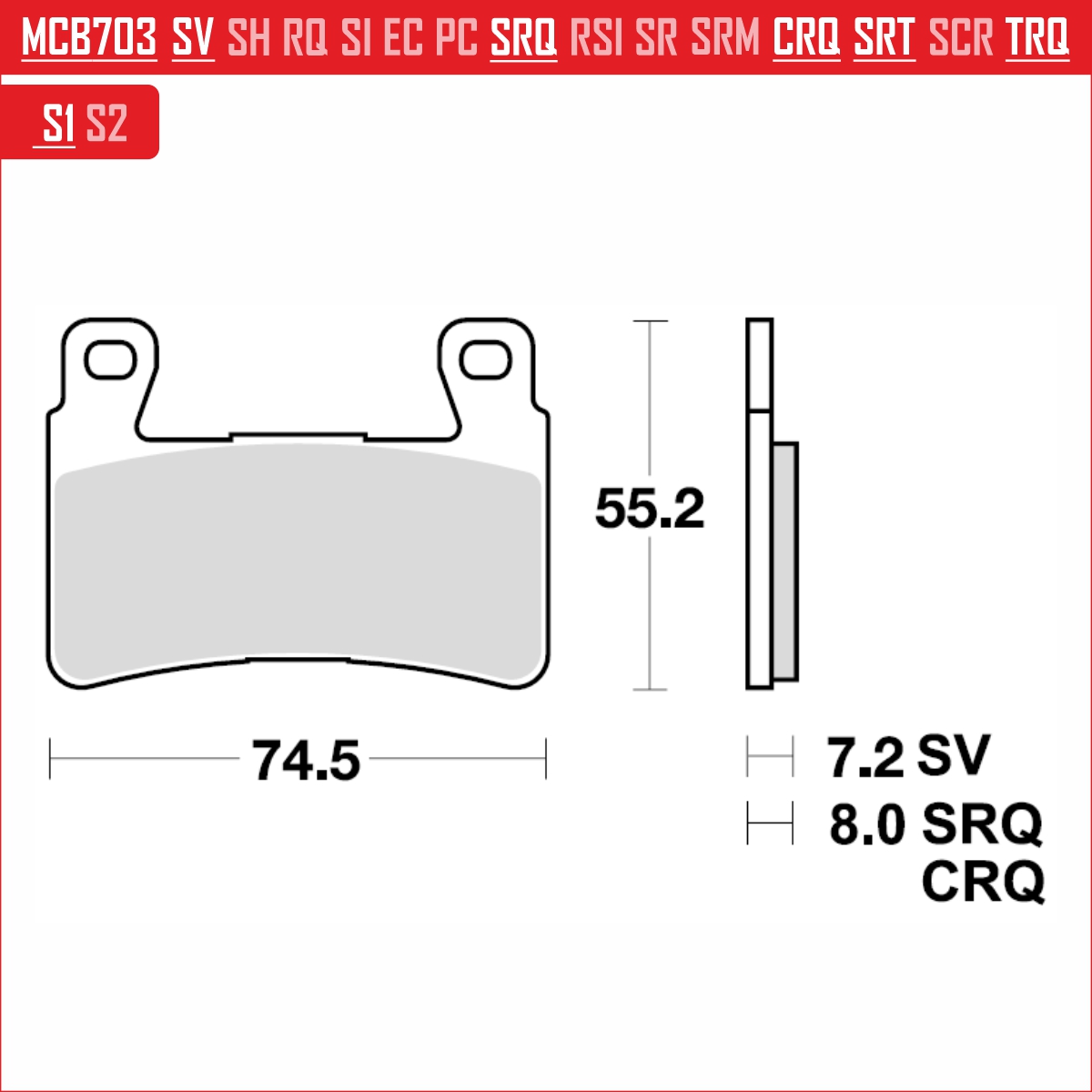 TRW MCB703SV - накладки тормозные
