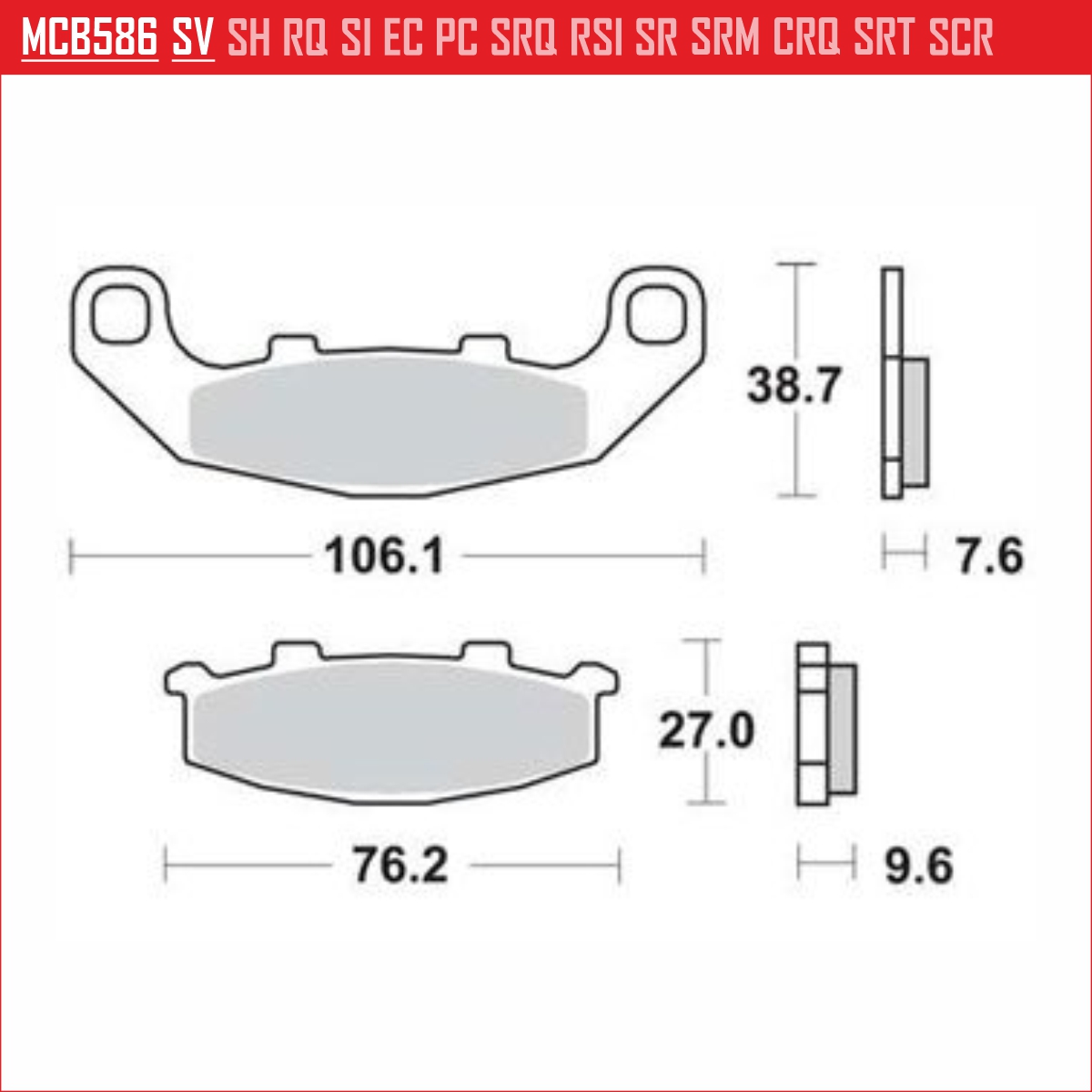 TRW MCB586 - накладки тормозные