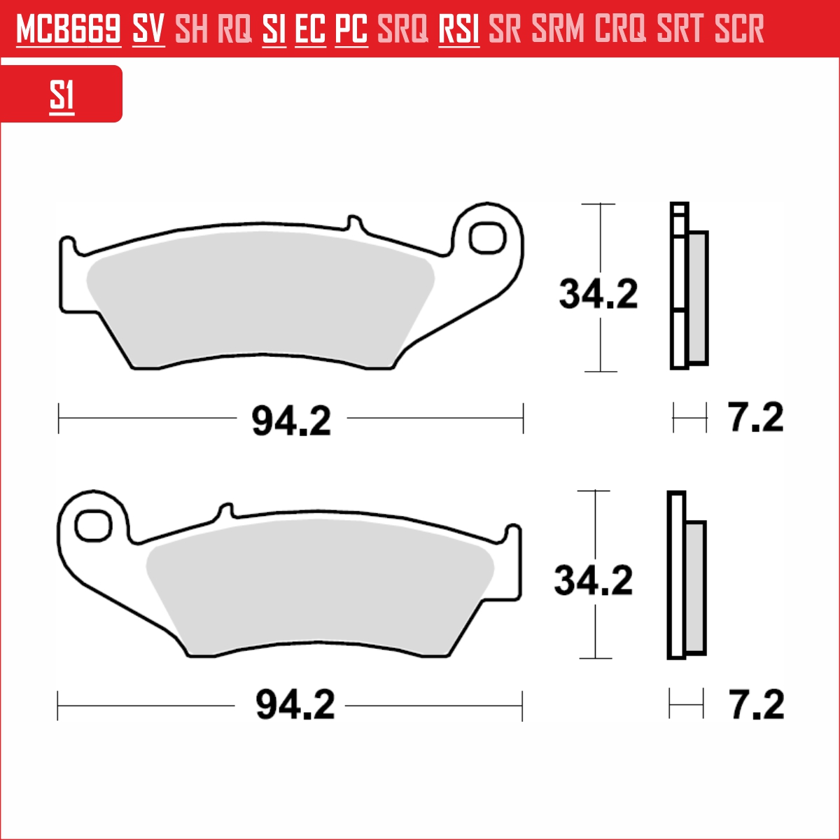 TRW MCB669SI - накладки тормозные