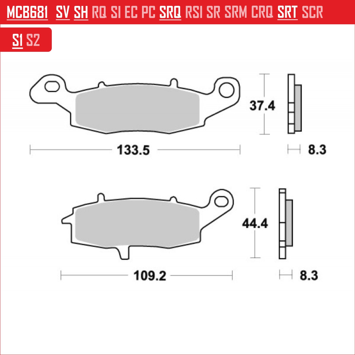 TRW MCB681SV - накладки тормозные