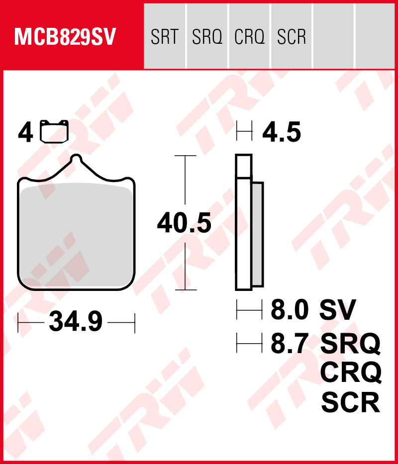 TRW MCB829SV - накладки тормозные