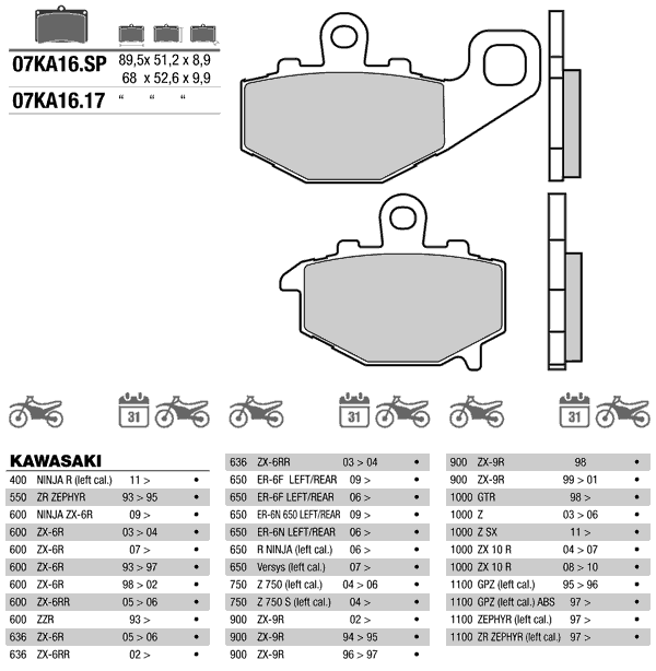 BREMBO 07KA16SP - тормозные накладки
