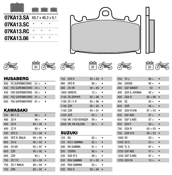 BREMBO 07KA13LA - тормозные накладки