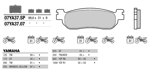 BREMBO 07YA3707 - тормозные накладки