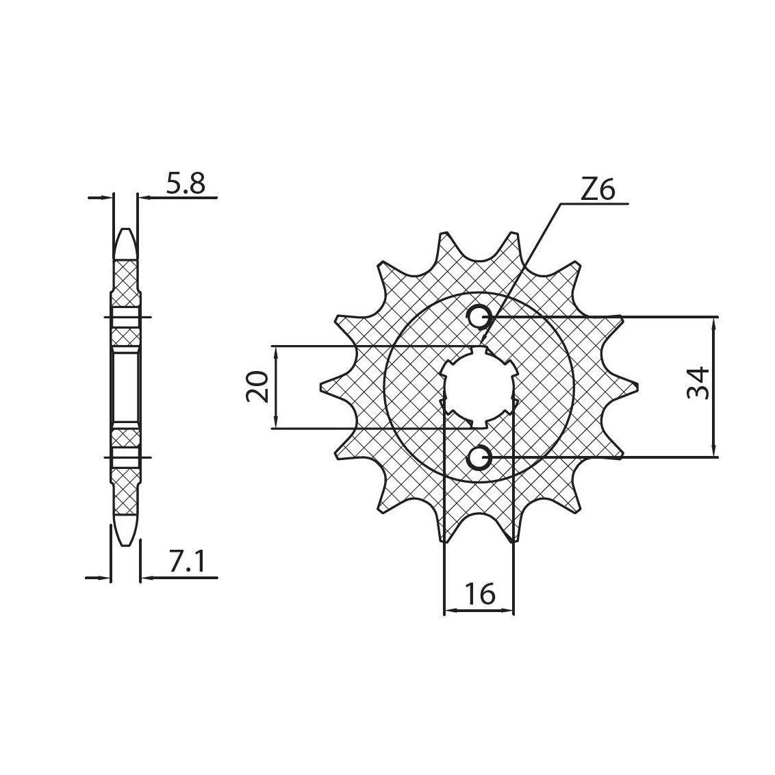 SUNSTAR 3D1-14 - звезда передняя (JTF1903.14)