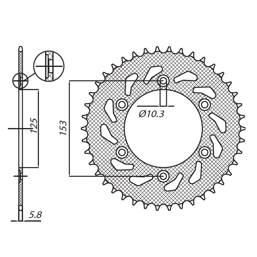 SUNSTAR 1-3565-45 - звезда задняя (JTR301.45)