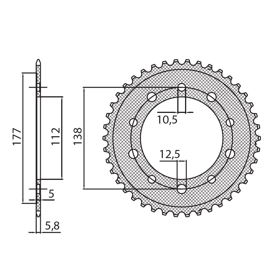 SUNSTAR 1-3485-39 - звезда задняя (JTR1316.39)