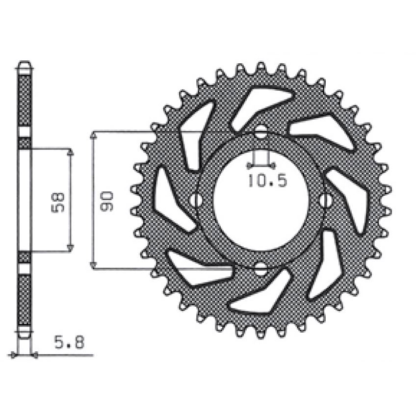 SUNSTAR 1-3079-45 - звезда задняя (JTR273.45)