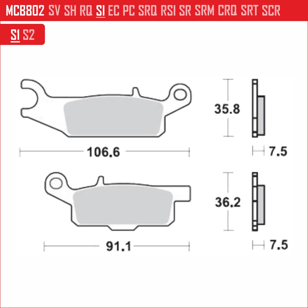 TRW MCB802SI - накладки тормозные