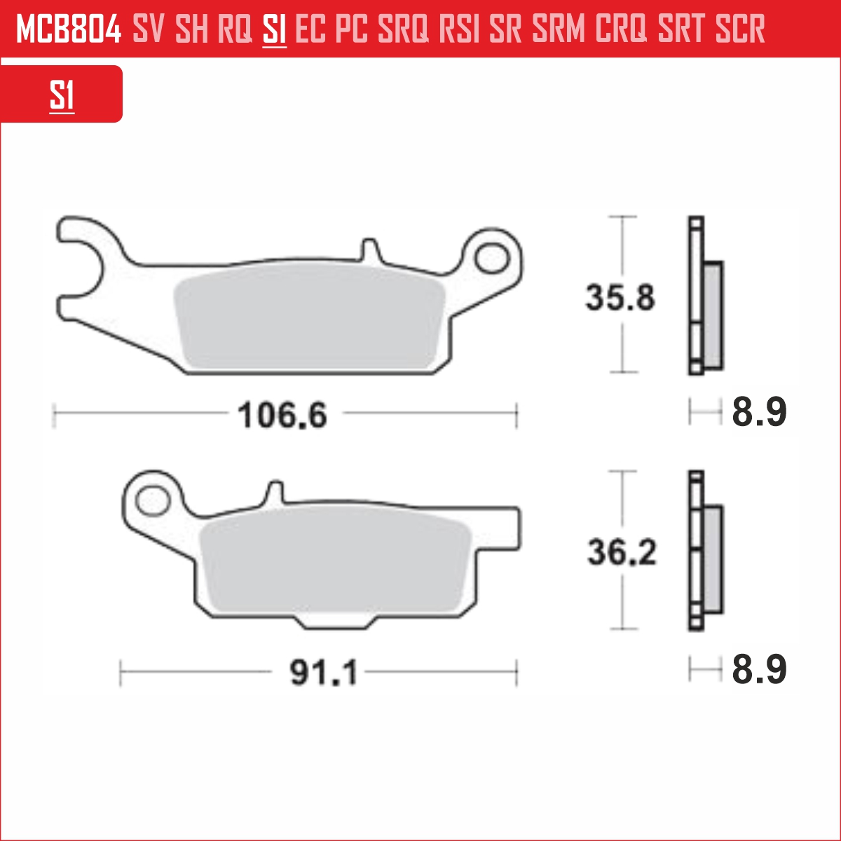 TRW MCB804SI - накладки тормозные
