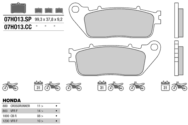 BREMBO 07HO13SP - тормозные накладки