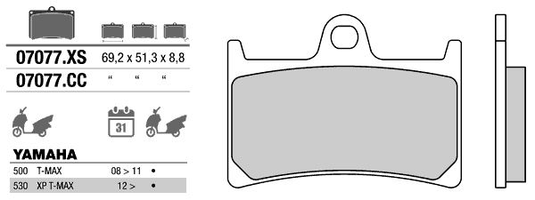 BREMBO 07077XS - тормозные накладки