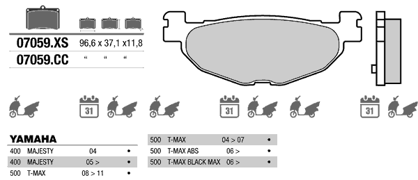 BREMBO 07059XS - тормозные накладки