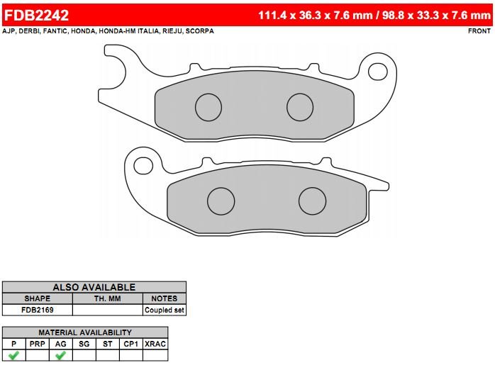 FERODO FDB2242P - тормозные накладки