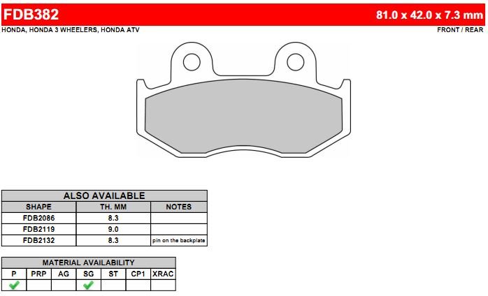 FERODO FDB382P - тормозные накладки
