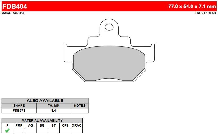 FERODO FDB404P - тормозные накладки