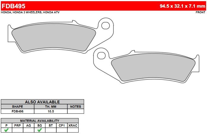 FERODO FDB495P - тормозные накладки