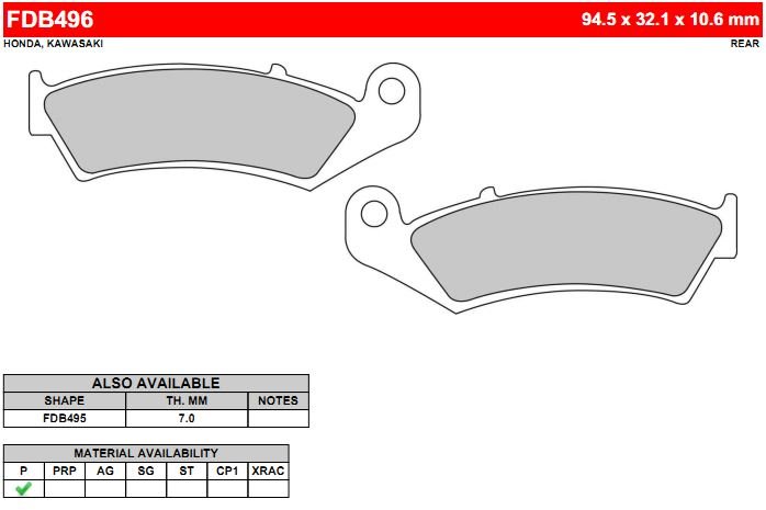 FERODO FDB496P - тормозные накладки