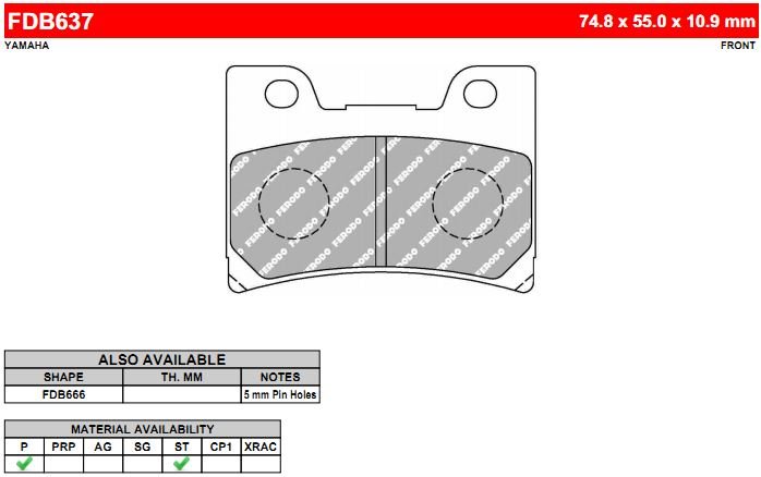 FERODO FDB637P - тормозные накладки