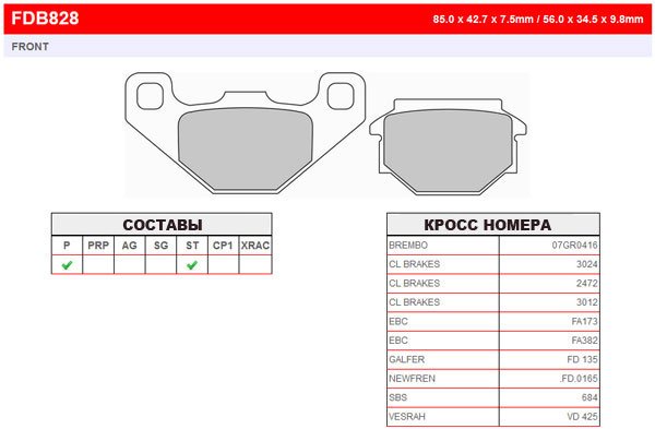 FERODO FDB828P - тормозные накладки
