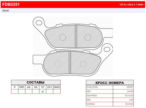FERODO FDB2251ST - тормозные накладки