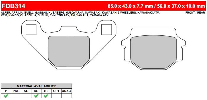 FERODO FDB314SG - тормозные накладки