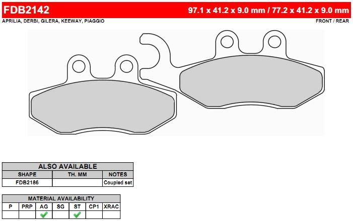 FERODO FDB2142EF - тормозные накладки