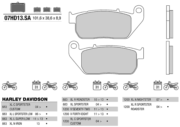 BREMBO 07HD13SA - тормозные накладки