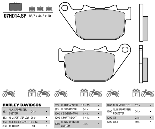 BREMBO 07HD14SP - тормозные накладки