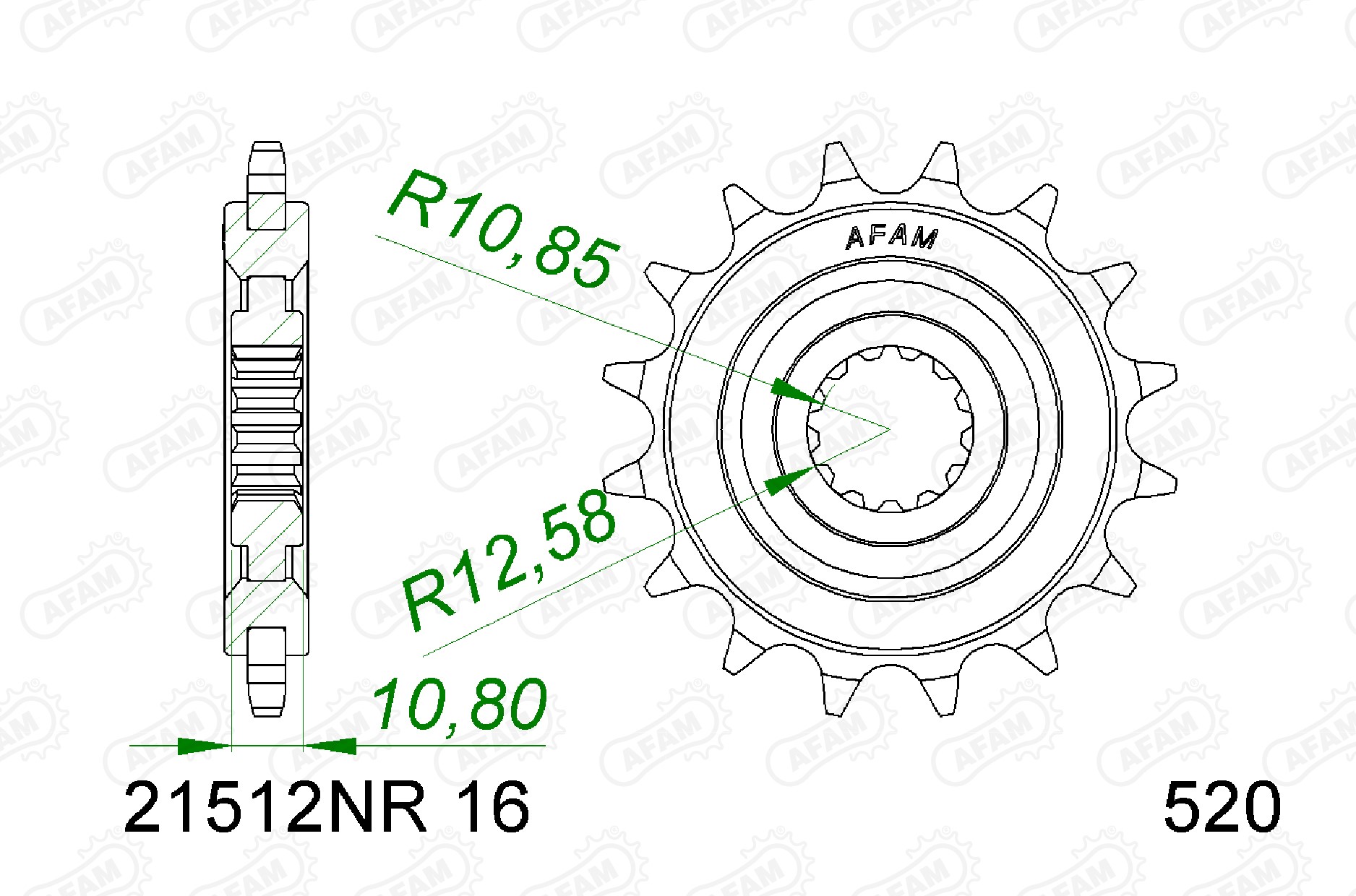AFAM 21512NR-16 - звезда приводная ведущая NR (JTF1595.16)