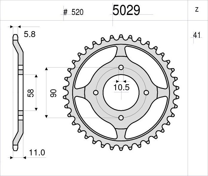 OGNIBENE 5029-041 - звезда приводная ведомая (JTR277.41)