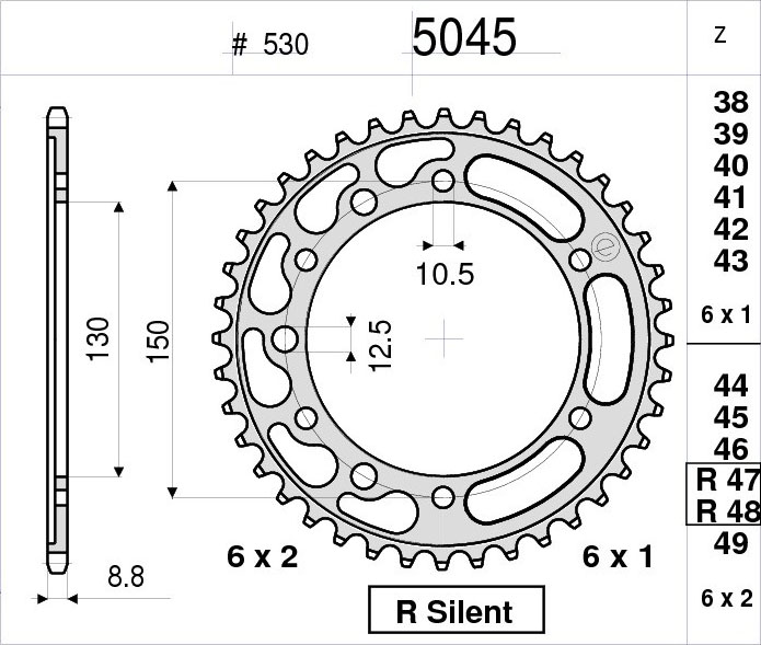 OGNIBENE 5045-038 - звезда приводная ведомая (JTR859.38)