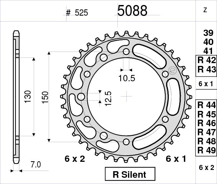 OGNIBENE 5088-R48 - звезда приводная ведомая (JTR300.48)