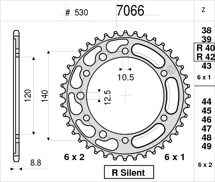 OGNIBENE 7066-R42 - звезда приводная ведомая (JTR499.42)