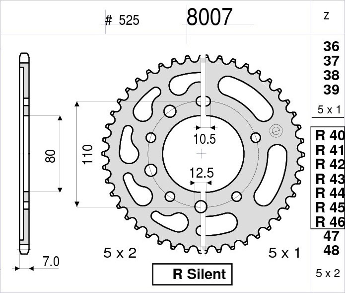 OGNIBENE 8007-R43 - звезда приводная ведомая (JTR1332.43)