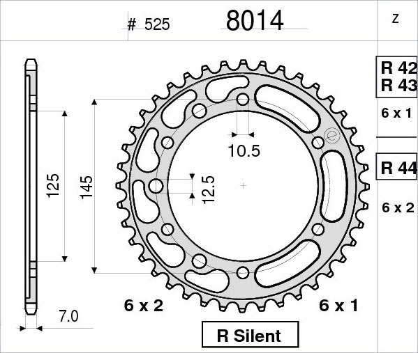 OGNIBENE 8014-R42 - звезда приводная ведомая (JTR867.42)