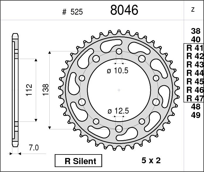 OGNIBENE 8046-R43 - звезда приводная ведомая (JTR1304.43)