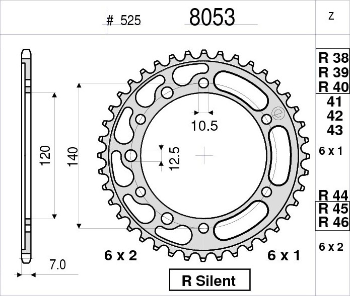 OGNIBENE 8053-R40 - звезда приводная ведомая (JTR498.40)