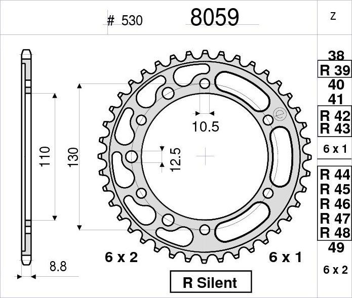 OGNIBENE 8059-R39 - звезда приводная ведомая (JTR479.39)