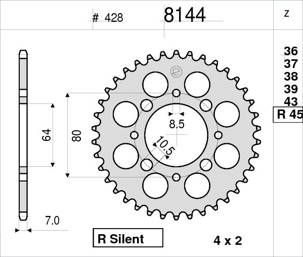 OGNIBENE 8144-Z45 - звезда задняя (JTR838.45)