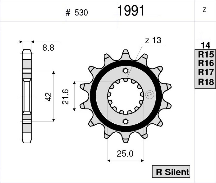 OGNIBENE 1991-R16 - звезда приводная ведущая (JTF519.16, JTF513.16)