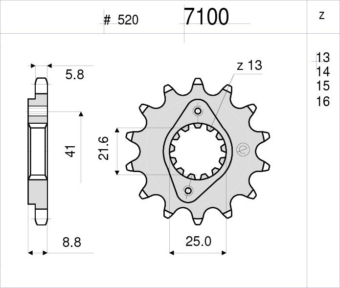 OGNIBENE 7100-Z14 - звезда приводная ведущая (JTF1309.14)