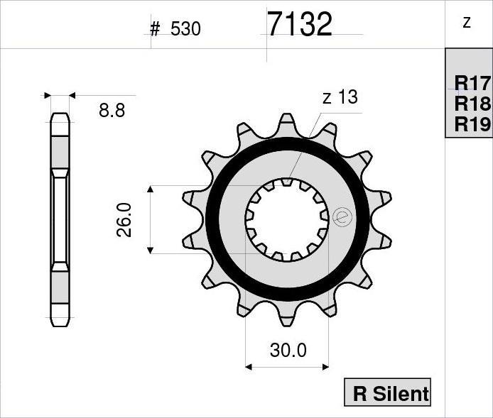 OGNIBENE 7132-R18 - звезда приводная ведущая (JTF1180.18)