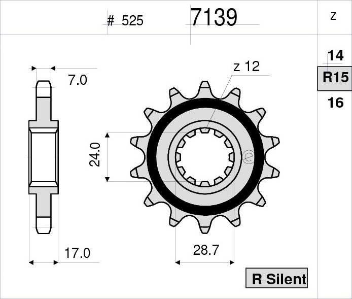 OGNIBENE 7139-R15 - звезда приводная ведущая (JTF1371.15)