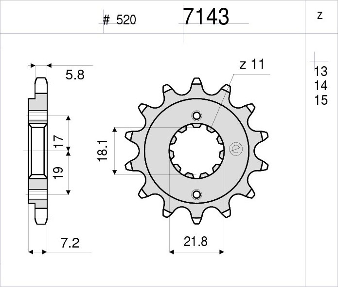 OGNIBENE 7143-Z14 - звезда приводная ведущая (JTF1321.14)