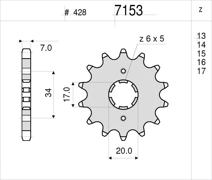 OGNIBENE 7153-14 - звезда приводная ведущая (JTF1264.14)