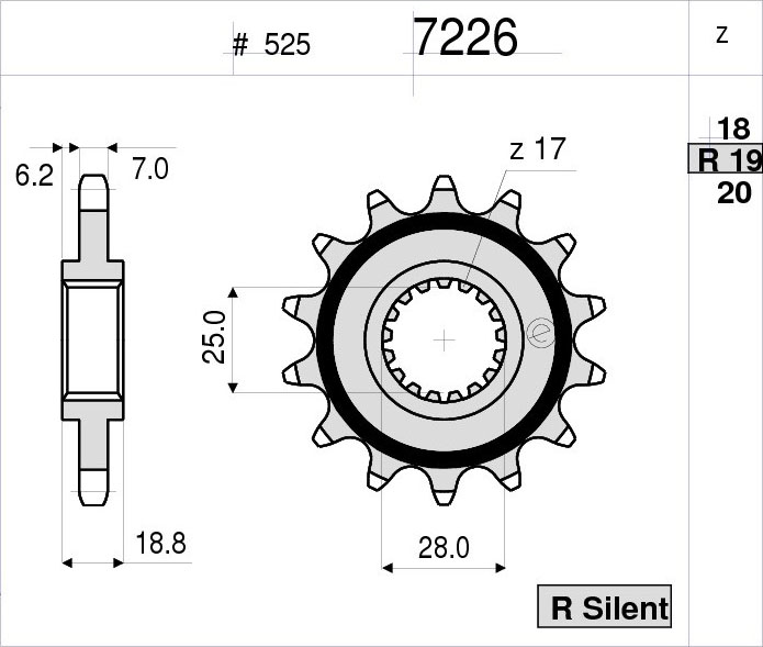 OGNIBENE 7226-R19 - звезда приводная ведущая (JTF405.19)